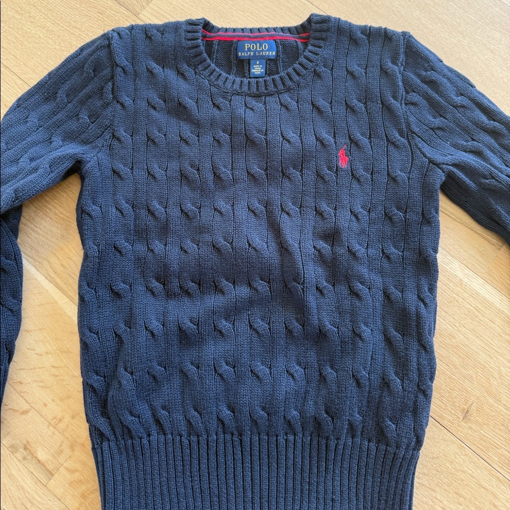 Polo - Navy Cableknit Sweater - Sz 6.